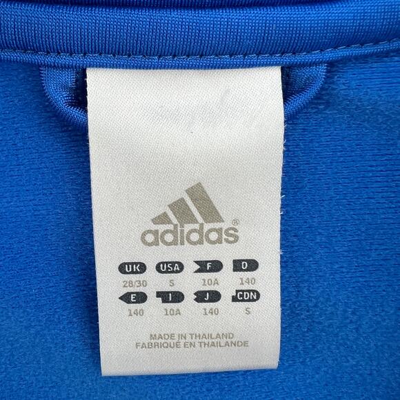 Adidas Youth SMALL Y2K Blue White Long Sleeve Pop Collar Zip Up Track Jacket - Picture 8 of 10
